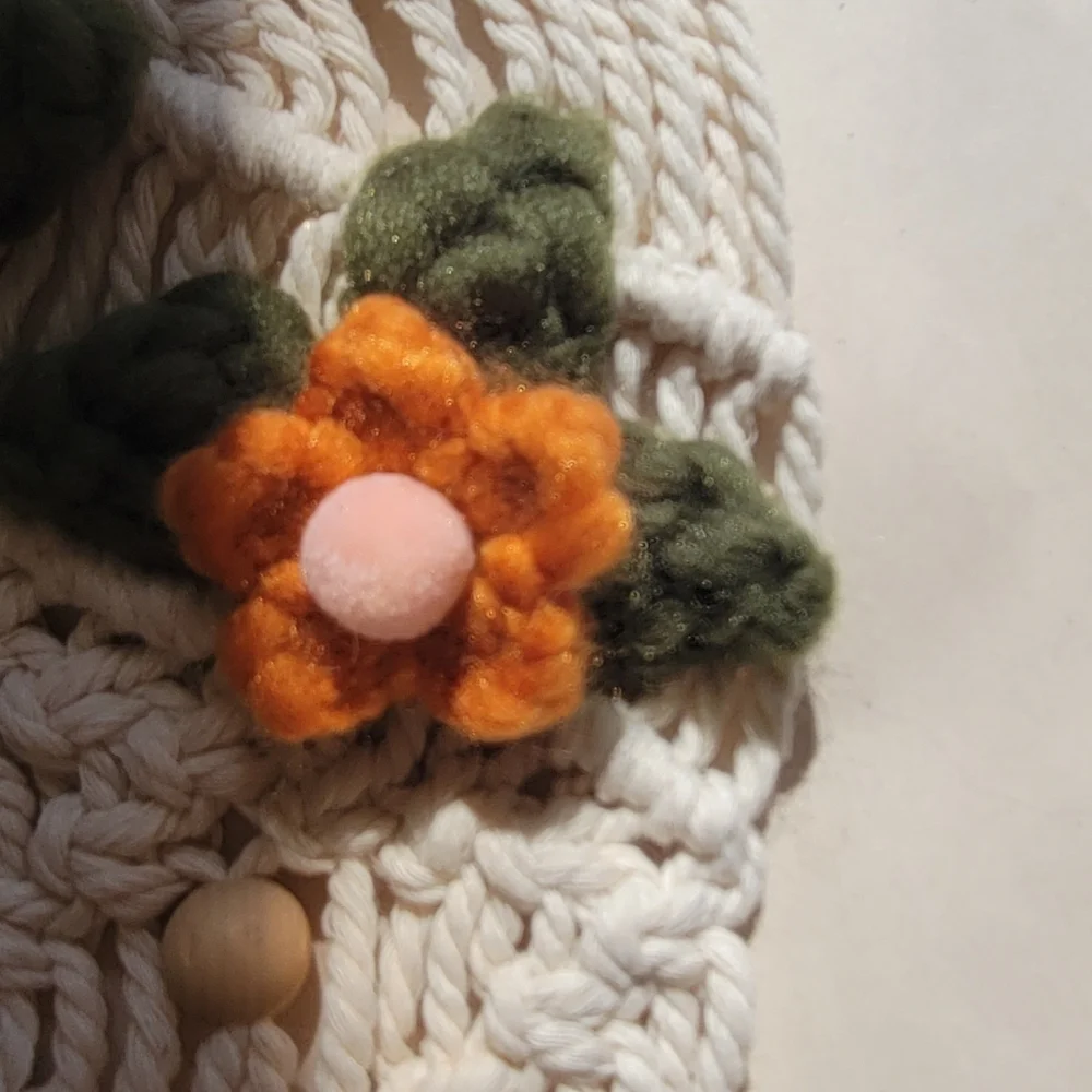 Macrame beaded floral wall hanging decor